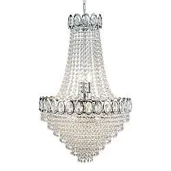 Sospensione Classico Louis Phillipe Acciaio Cromo Vetro 11 Luce E14