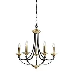 Lampadario Contemporaneo Campanile Acciaio Bronzo Marrone 5 Luci E14