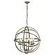 Lampadario Industrial-Nordico Orbita Acciaio Ottone 6 Luci E14