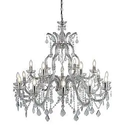 Lampadario Classico Marie Therese Acciaio Cromo Acrilico Trasparente 18 Luci E14