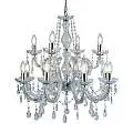 Lampadario Classico Marie Therese Acciaio Cromo Acrilico Trasparente 12 Luci E14 | SearchLight