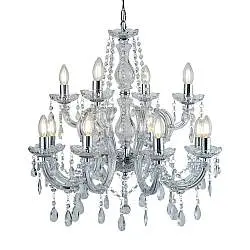 Lampadario Classico Marie Therese Acciaio Cromo Acrilico Trasparente 12 Luci E14