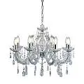 Lampadario Classico Marie Therese Acciaio Cromo Acrilico Trasparente 8 Luci E14 | SearchLight
