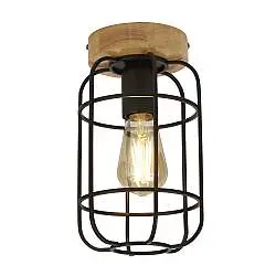 Plafoniera Industrial-Nordico Visione Acciaio Nero Marrone 1 Luce E27