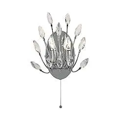 Applique Contemporanea Pavone Acciaio Cromo Vetro Trasparente 2 Luci G9