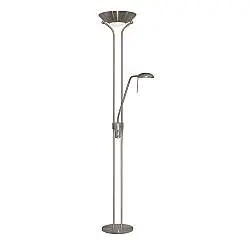 Piantana Contemporaneo Mother Child Acciaio Argento Vetro Trasparente 1 Luce R7S