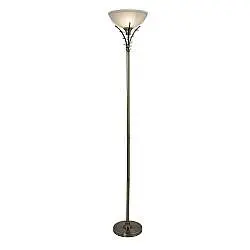 Piantana Contemporaneo Linea Acciaio Ottone Vetro 1 Luce E27