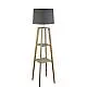 Piantana Contemporaneo Shelf Legno Marrone Tessuto Grigio 1 Luce E27