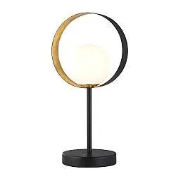 Lampada Da Scrivania Contemporanea Orbitale Acciaio Nero Vetro Oro 1 Luce G9