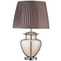 Lampada Da Scrivania Contemporanea Elina Acciaio Ambra Vetro Marrone 1 Luce E27