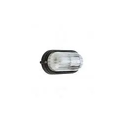 Applique Esterno Piccola Industriale Ovale Alluminio E Vetro Nero 1 Luce E27
