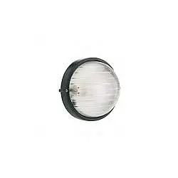 Applique Esterno Piccola Industriale Tonda Alluminio E Vetro Nero 1 Luce E27