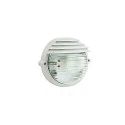 Applique Da Esterno Moderna Palpebra Tonda Alluminio E Vetro Bianco 1 Luce E27