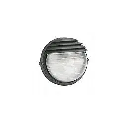 Applique Da Esterno Moderna Palpebra Tonda Alluminio E Vetro Nero 1 Luce E27