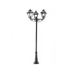 Palo Da Esterno Contemporaneo 250Cm Elegance Alluminio E Vetro Grigio 3 Luci E27