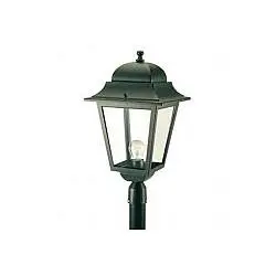 Testa Palo 1 Luce E27Mito In Allumino Nero E Vetro Manicotto Diametro 6 Cm