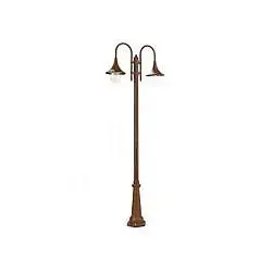 Palo Da Esterno H230Cm Lampara Alluminio E Termoplastica Ruggine 2 Luci E27