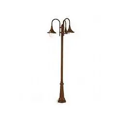 Palo Da Esterno H230Cm Lampara Alluminio E Termoplastica Ruggine 3 Luci E27