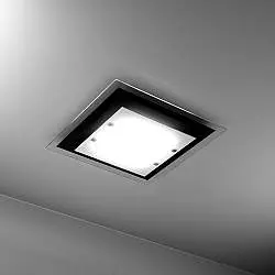 Plafoniera Moderna Tray Metallo Bianco Vetro Nero 4 Luci E27