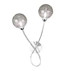 Applique Contemporanea Super Ball Metallo Cromo Vetro Pirex 2 Luci G9