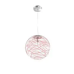 Sospensione Contemporanea Moon Metallo Cromo Vetro Rosso 1 Luce E27 D.30Cm