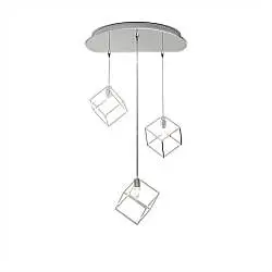 Sospensione Moderna Frame Metallo Cromo 3 Luci G9