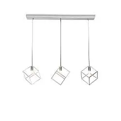 Sospensione Moderna Rettangolare Frame Metallo Cromo 3 Luci G9