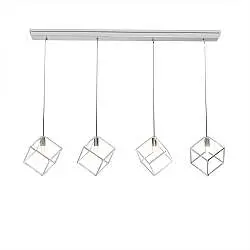 Sospensione Moderna Rettangolare Frame Metallo Cromo 4 Luci G9