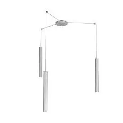 Sospensione Moderna Round Tube Metallo Grigio 3 Luci Gu10