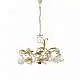 Lampadario Arte Povera Cesto Metallo Avorio E Oro 8 Luci E14
