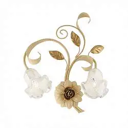 Applique Arte Povera Cesto Metallo Avorio E Oro 2 Luci E14